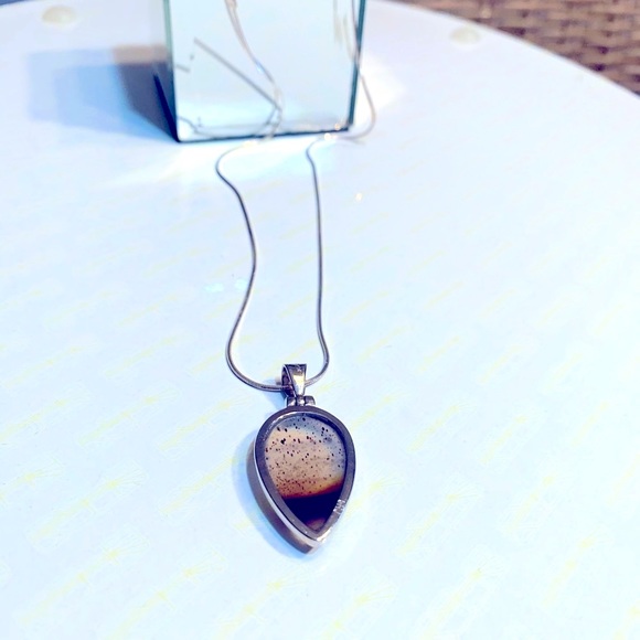 Sarah Richardson Sterling Teardrop Natural Polished Stone Pendant With Chain - Picture 5 of 10
